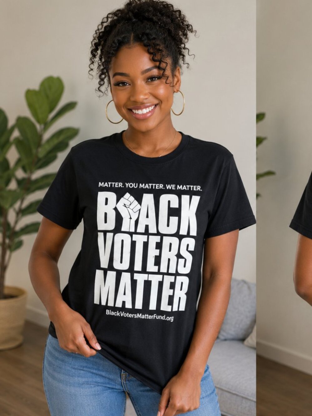 Black Voters Matter Women’s Small Black Graphic T-Shirt It’s About Us Activist *